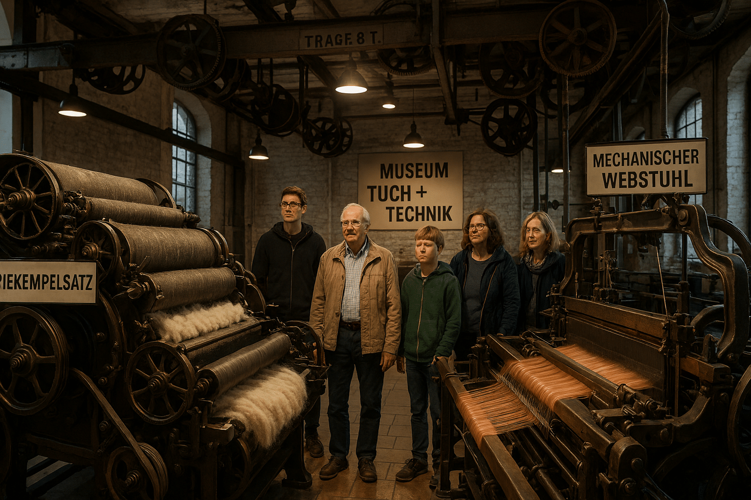 Historische Textilmaschinen im Museum Tuch + Technik Neumünster bei einer Vorführung