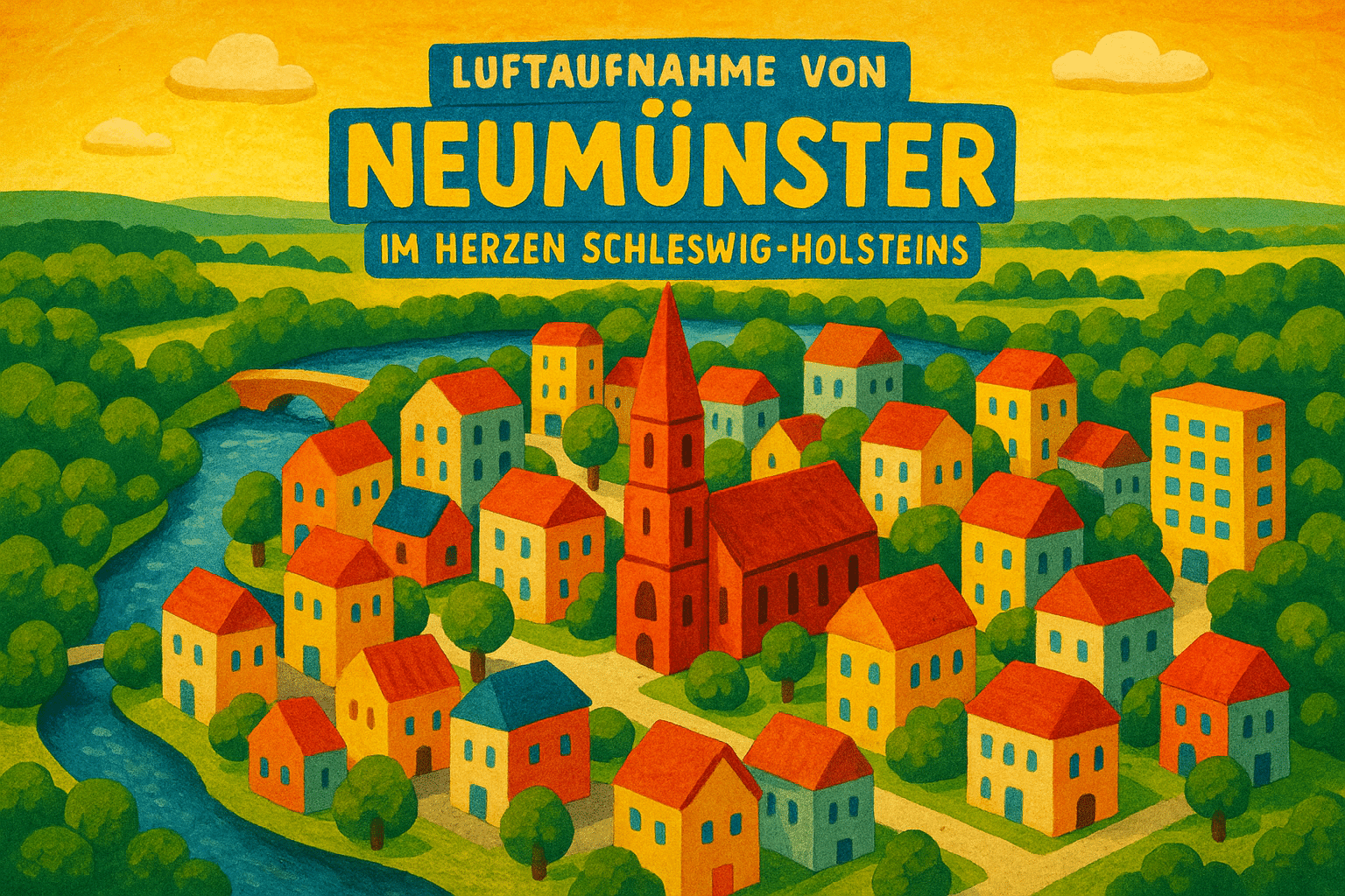Luftaufnahme von Neumünster als zentrale Stadt in Schleswig-Holstein mit historischen und modernen Gebäuden