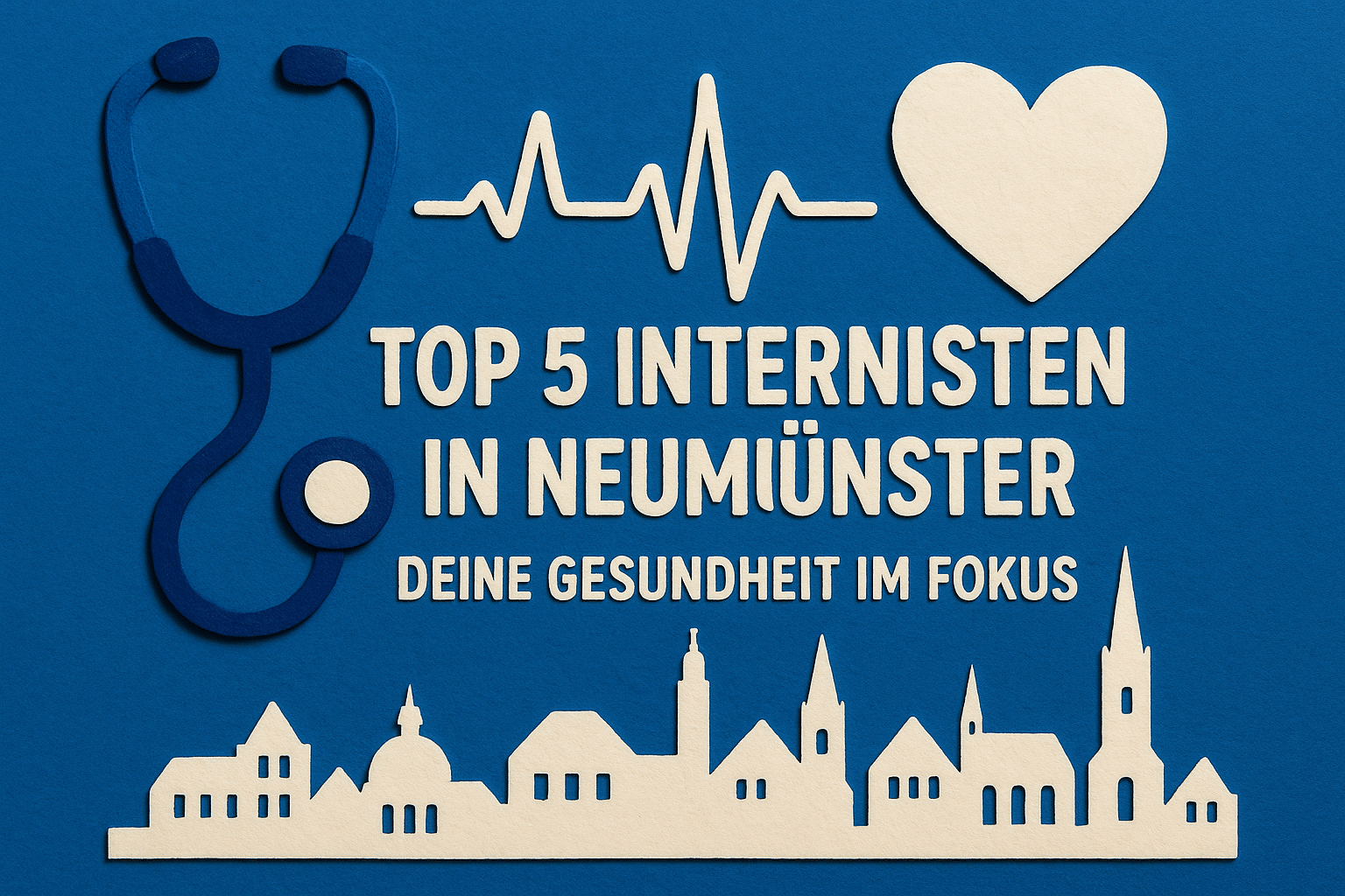 Titelbild „Top 5 Internisten in Neumünster“ mit medizinischer Symbolik und Stadtbezug.